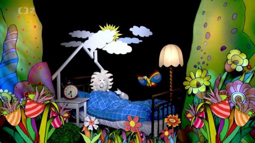 Otylka budí Pipa a sluničko. Piup blahopřeje Otylce k MDŽ – dá jí kytku Pomněku