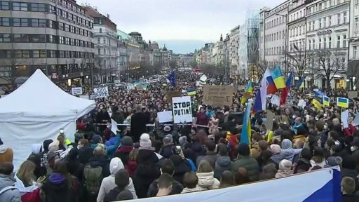 Protiválečná demonstrace v Praze