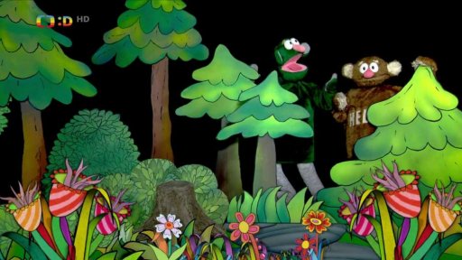 Jů a Hele se loučí s dětmi, Muf si hraje na ozvěnu.