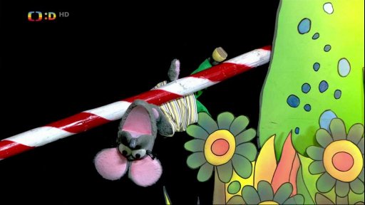 Tryský s Tryskáčkem si zpívají píseň a u toho cvičí na klandru a dělají kotrmelce, text: K.Krejčí, hudba: T. Kugel