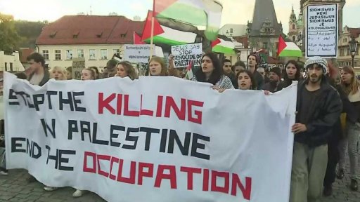 Protest na podporu Palestinců v Praze
