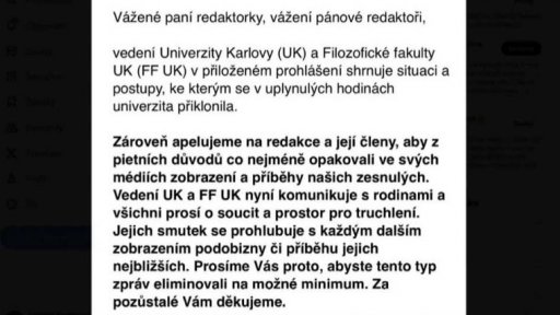 Výzva Univerzity Karlovy médiím