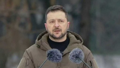 Projev ukrajinského prezidenta před vojáky