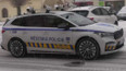 Policejní auto na kontrolu parkování v Chomutově