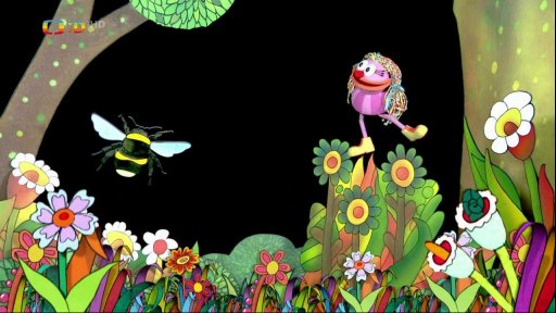 Fámulka má krátký monolog o tom, jací jsou čmeláci legrační dobráci.