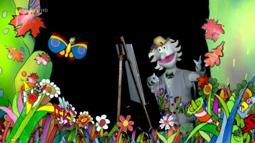 Otylka učí Pipa namalovat panáčka.