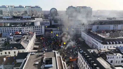 Demonstrace zemědělců v Bruselu