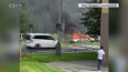 Hořící auto v Praze