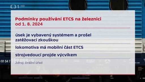 Železniční úseky s povinným ETCS od 1. 8.