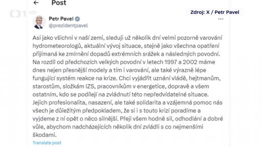 Poděkování prezidenta