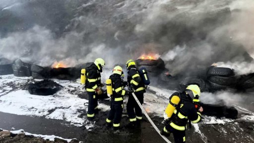 Požár skládky Celio