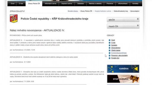 Nález ostatků novorozence v Dobrušce na Rychnovsku