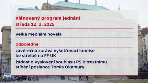 Plánovaný program jednání úterý 11. 2. 2025