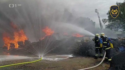 Požár skládky v Rokycanech