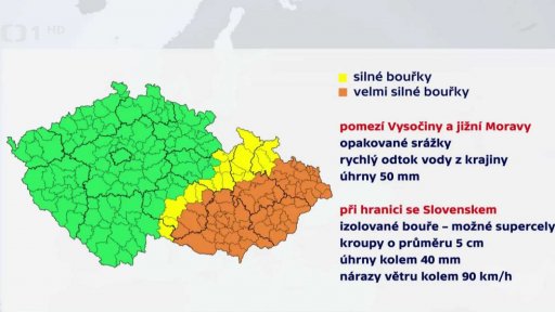 Dnešní bouřky zasáhnou Moravu