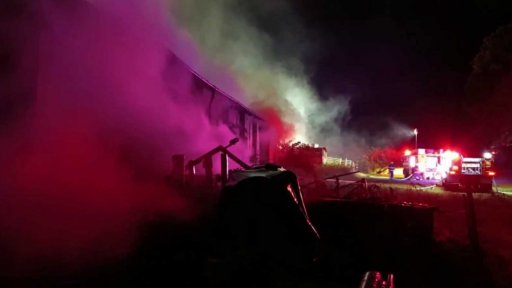 Požár seníku v Kravařích