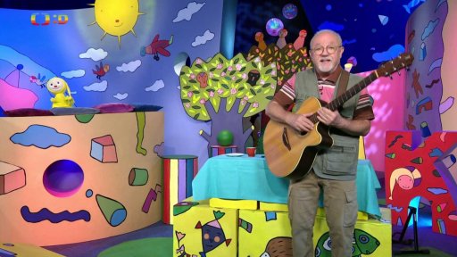 Děda s Františkem se snaží vyprávět pohádku, ale nejde jim to + písnička o talířku, hrnečku a lžičce + rozloučení…