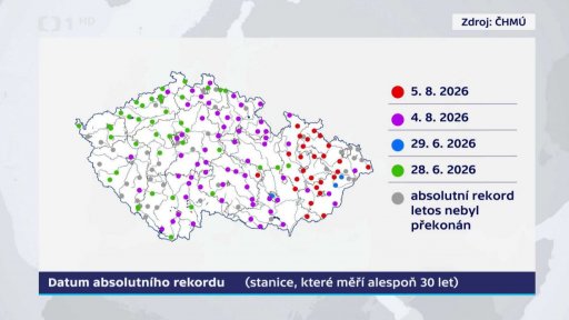 Letošní teplotní rekordy