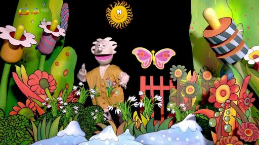 Pip s Otylkou pozorují čepice a šály, které po zimě odlétají za sněhem.