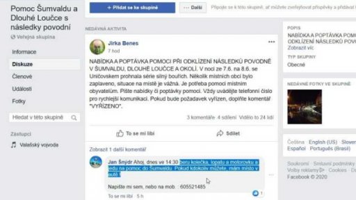 Pomoc Šumvaldu a Dlouhé Loučce s následky povodní