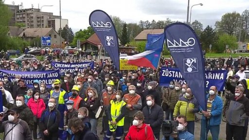 Demonstrace zaměstnanců Liberty Ostrava